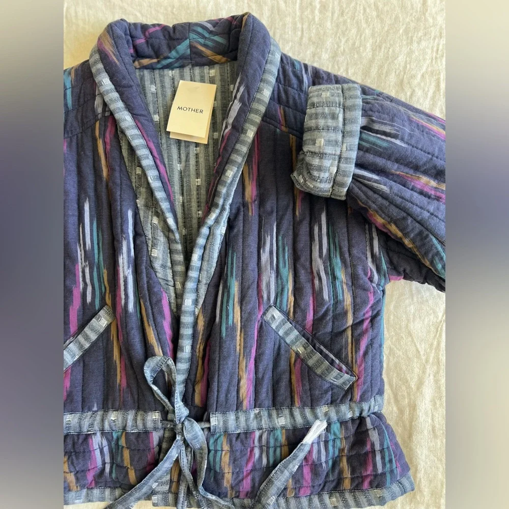 NWT MOTHER Dreamweaver Quilted Jacket Artist in Residence Blue Multi Size Small - Picture 4 of 12